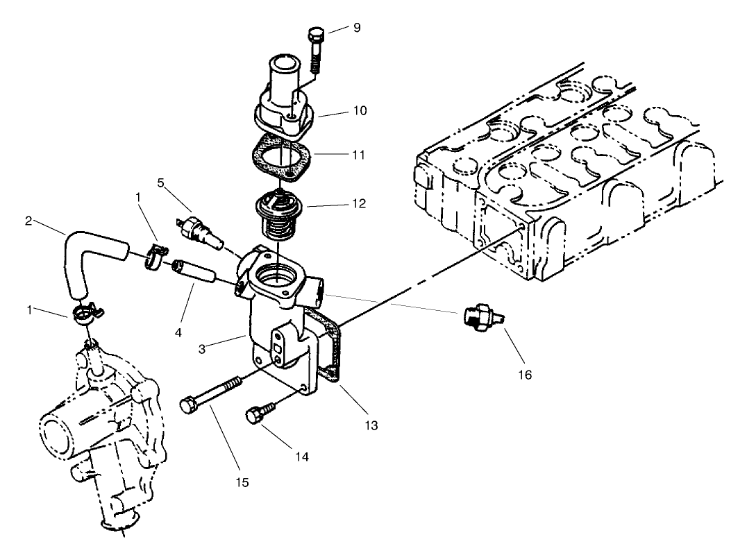Water Flange & Thermostat Assembly