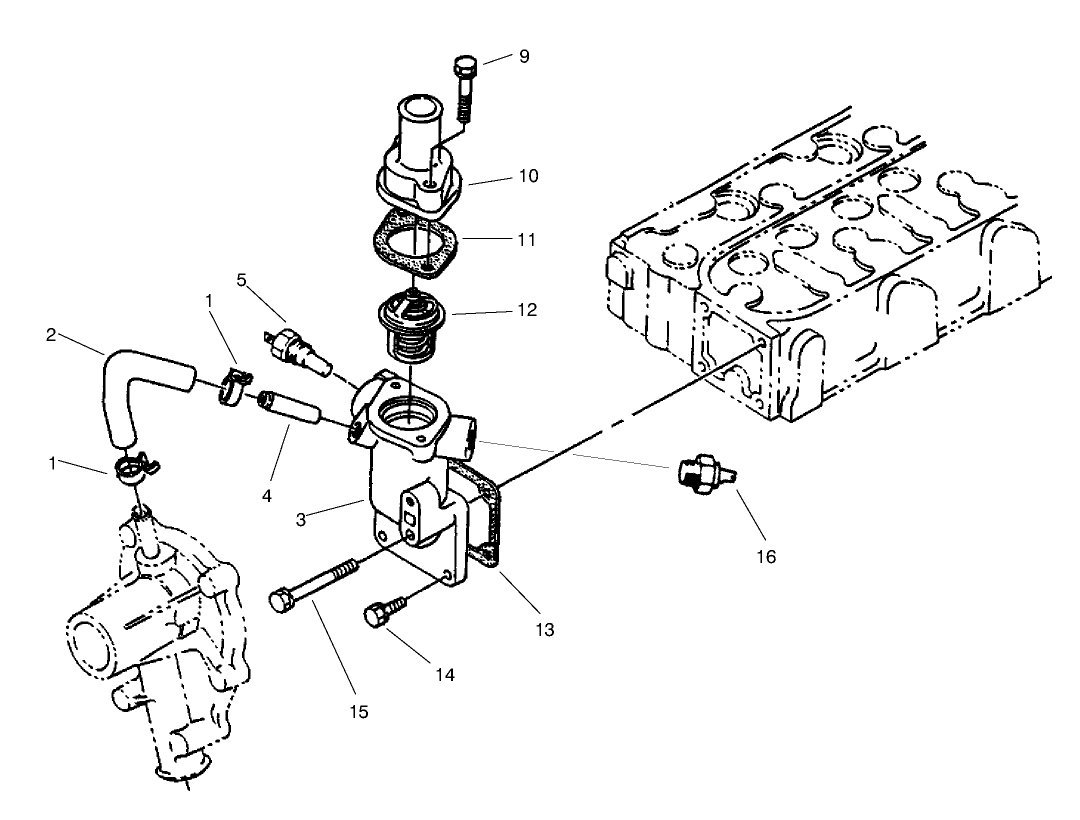 Water Flange & Thermostat Assembly
