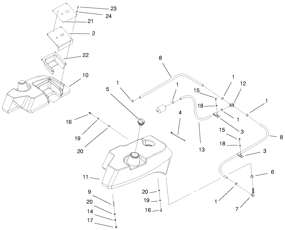 Tank And Fuel Lines Assembly