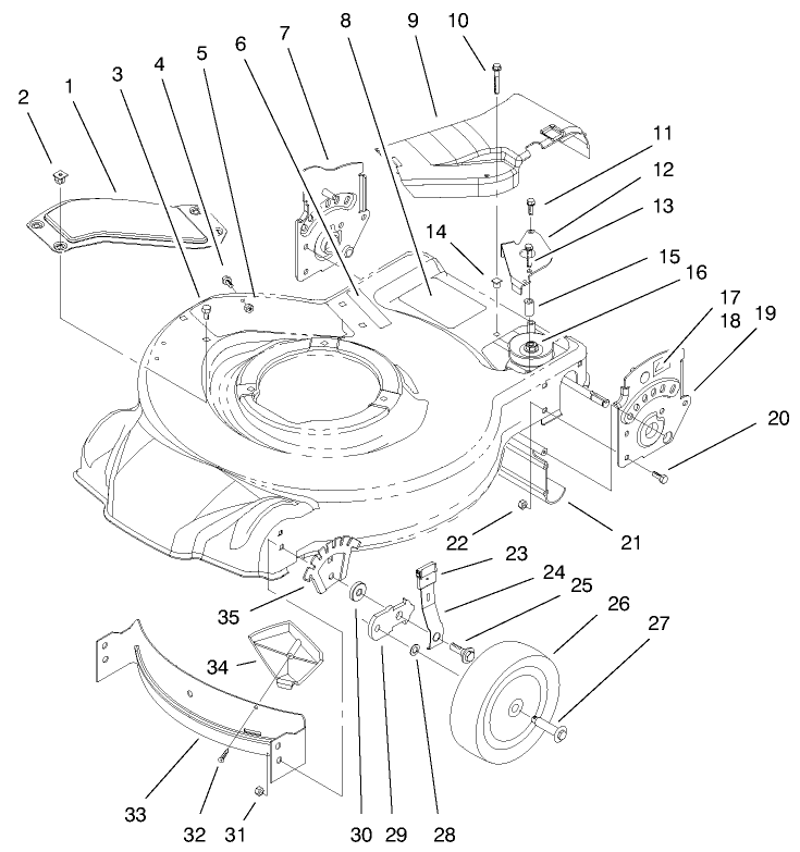 Housing, Handle Brackets, & Wheel Assembly