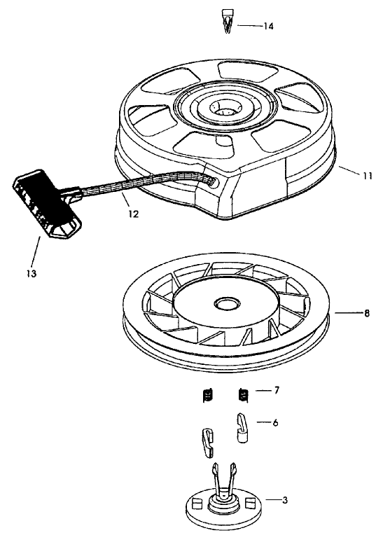 Recoil Starter Assembly No. 590739 Tecumseh No. Lv195ea-362003b