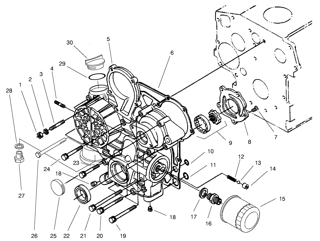 Gear Case and Oil Filter Assembly