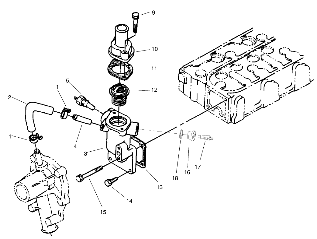 Water Flange and Thermostat Assembly