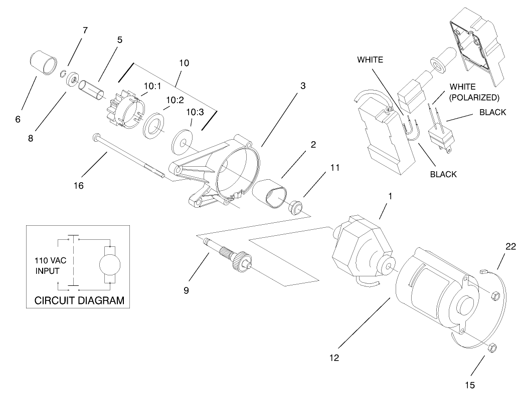 Motor & Switch Housing Assembly (model No. 38182)(120 Volt)