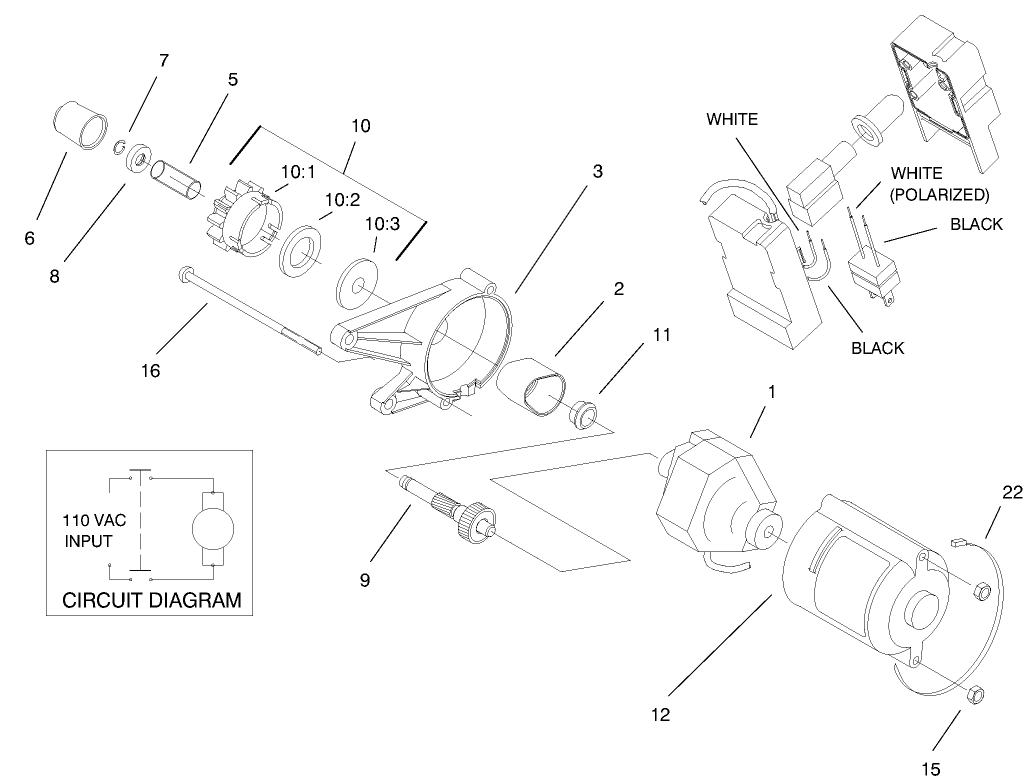 Motor & Switch Housing Assembly (model No. 38405)(120 Volt)