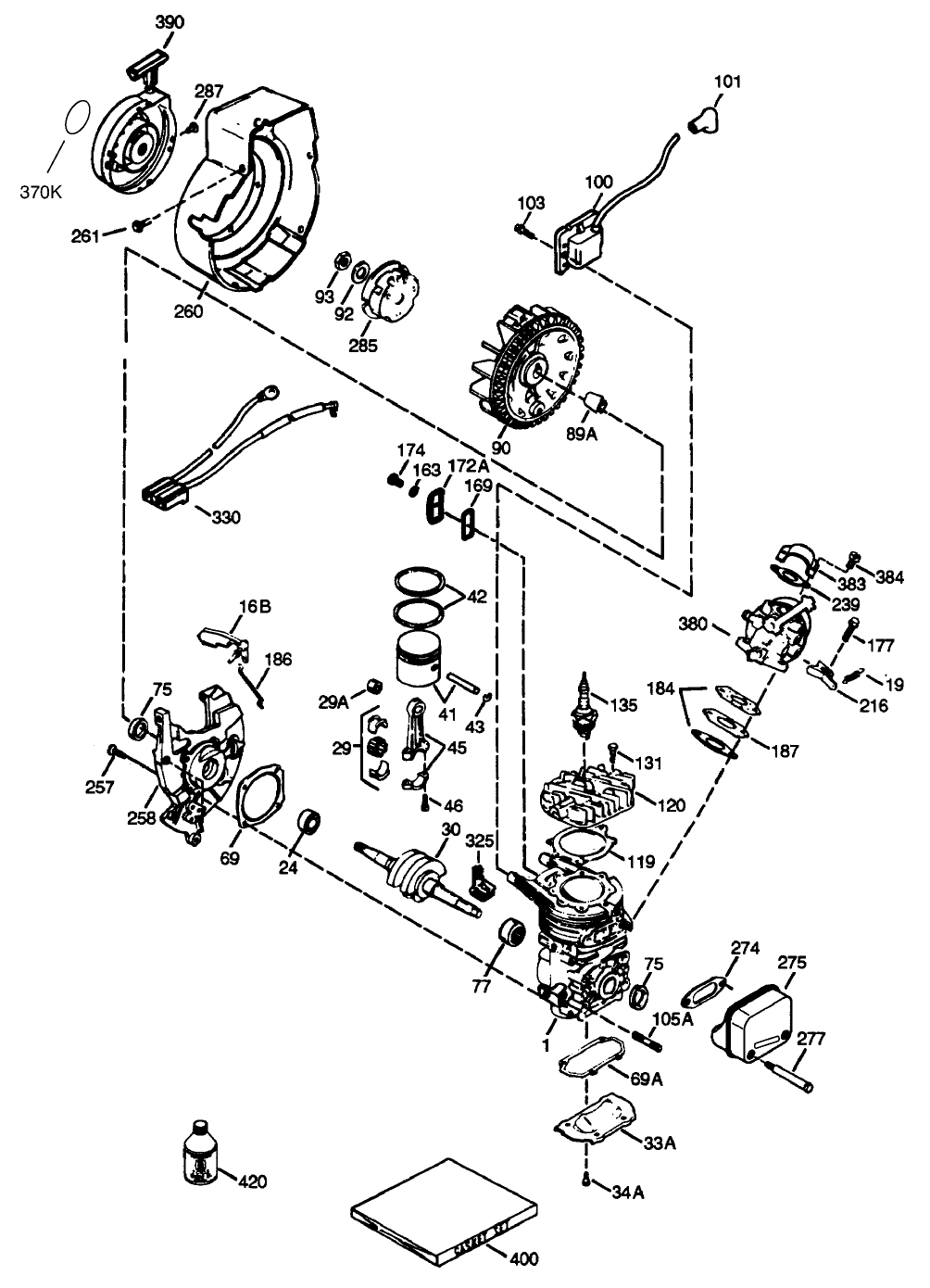 Engine Tecumseh Model No. Hsk635-1721a