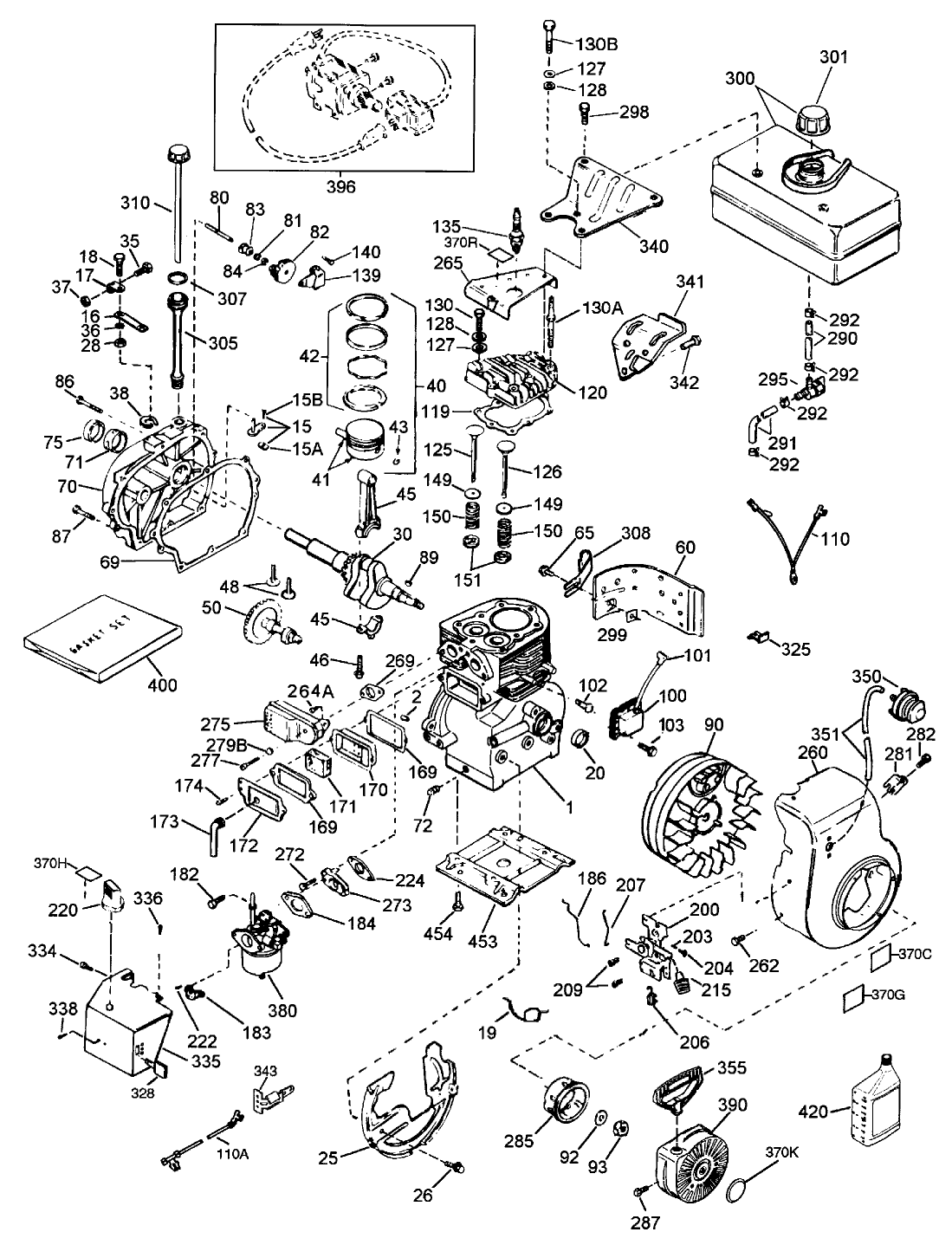 Engine Tecumseh Model Hsk60-76012c Only On: 38064 (continued)