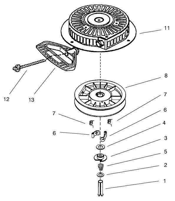 Recoil Starter No. 590749  Tecumseh HMSK80-155672V (Model No. 38078 Only)