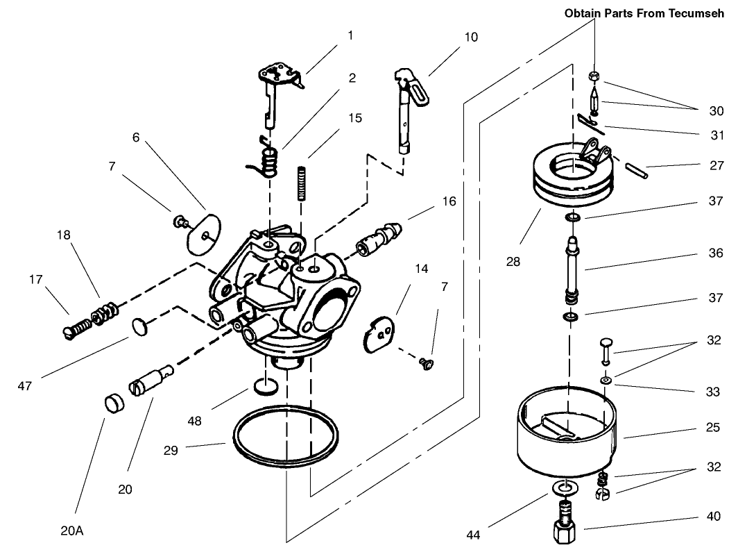 Carburetor Assembly No. 640052 Tecumseh HMSK-80 155724X