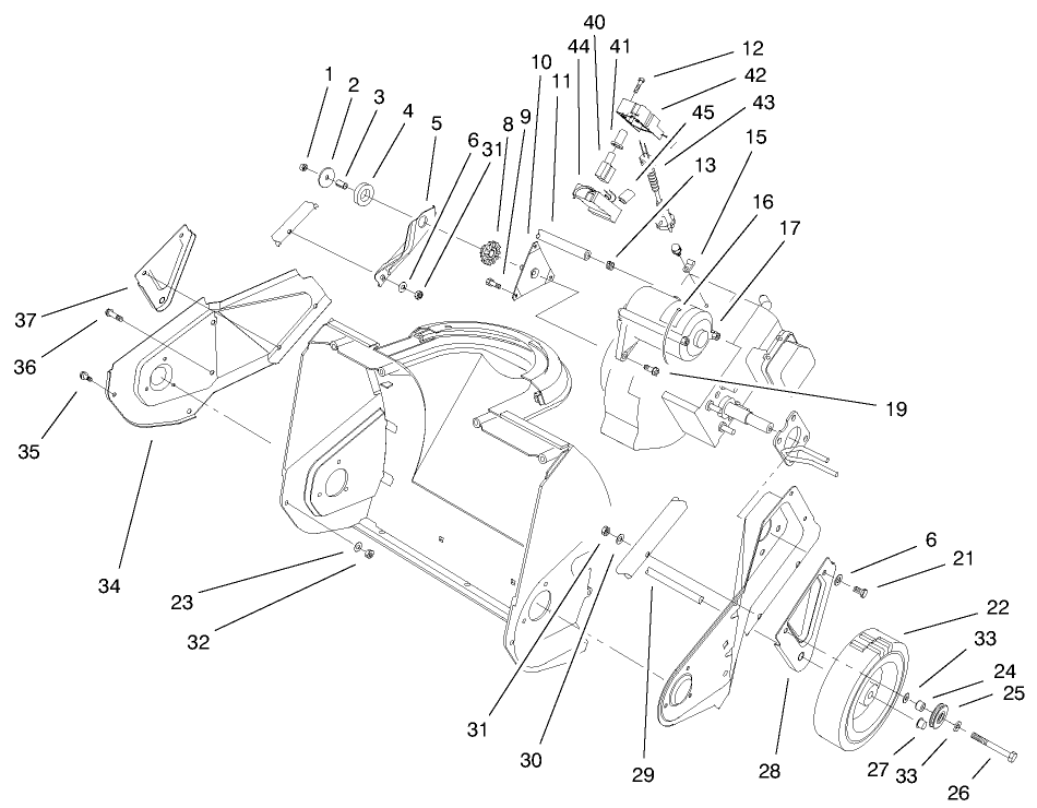 Engine, Side Plate & Wheel Assembly