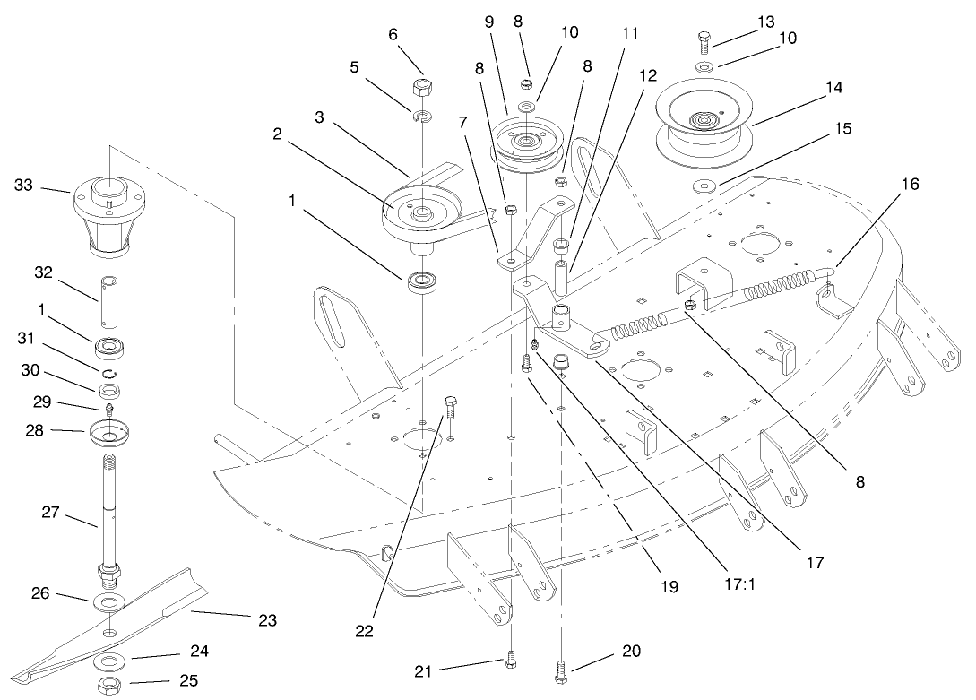 Blade, Spindle And Pulley Assembly