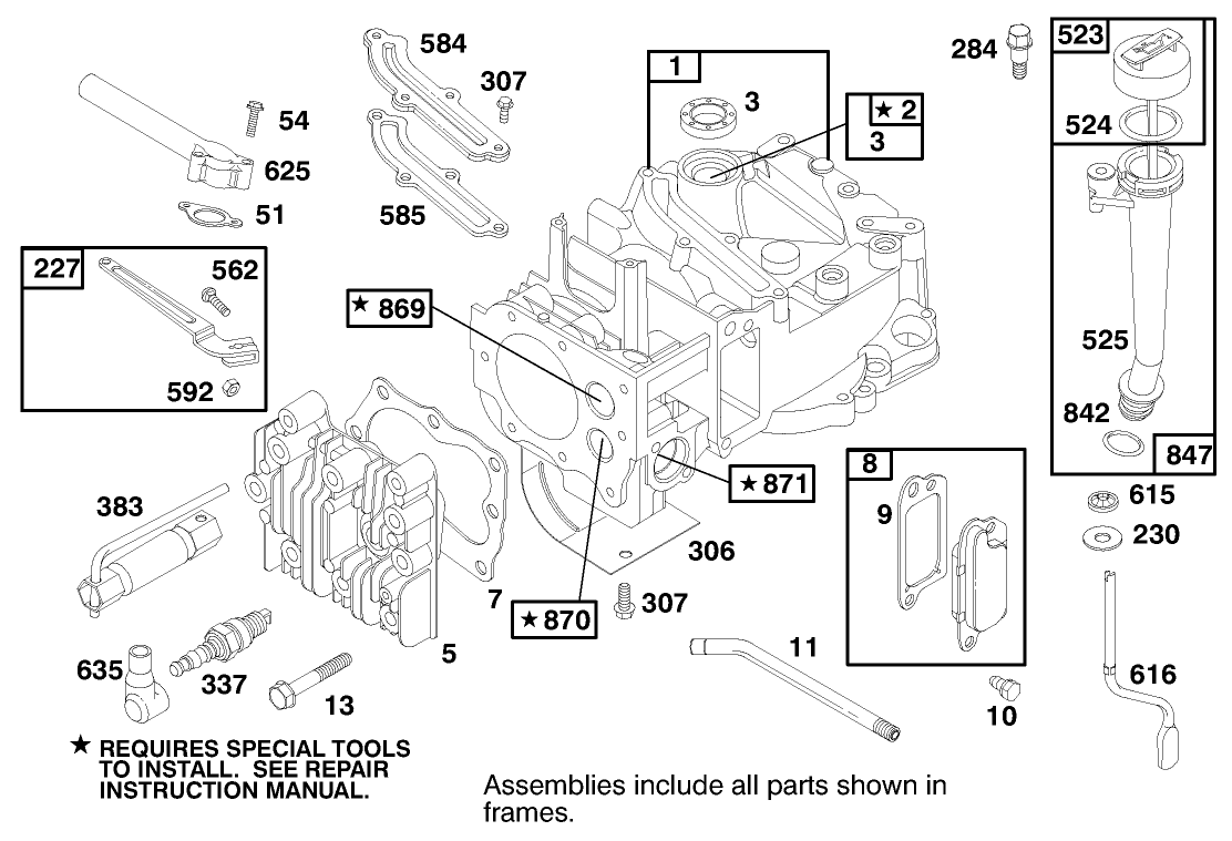 Engine Briggs & Stratton Model 12h807-1760-E1 (model No. 20021 Serial No. 9940000-9941632)