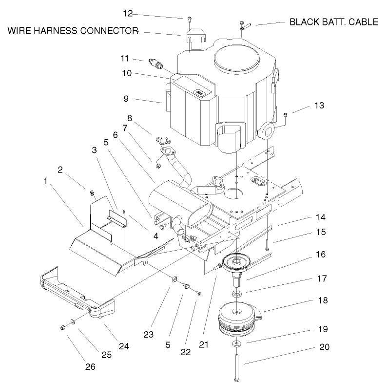 Twin Cylinder Engine, Muffler & Pto Assembly