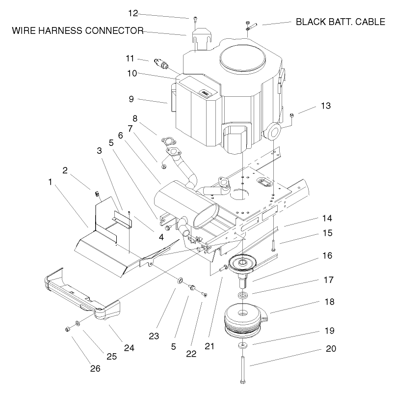 Twin Cylinder Engine, Muffler & Pto Assembly