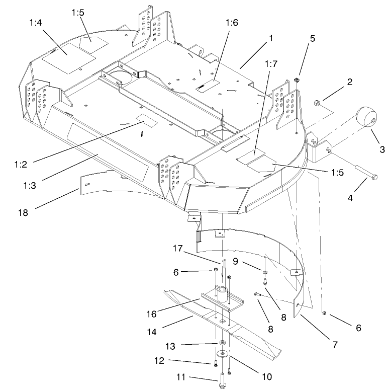 Deck, Baffles And Blade Assembly