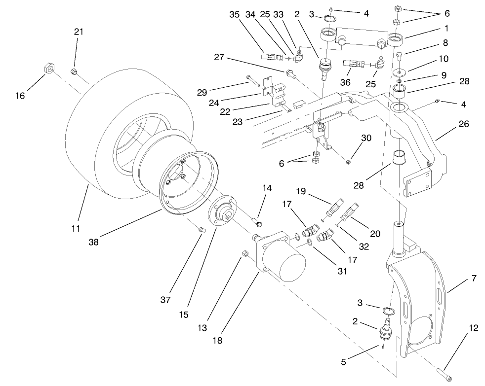 Rear Fork and Tire Assembly