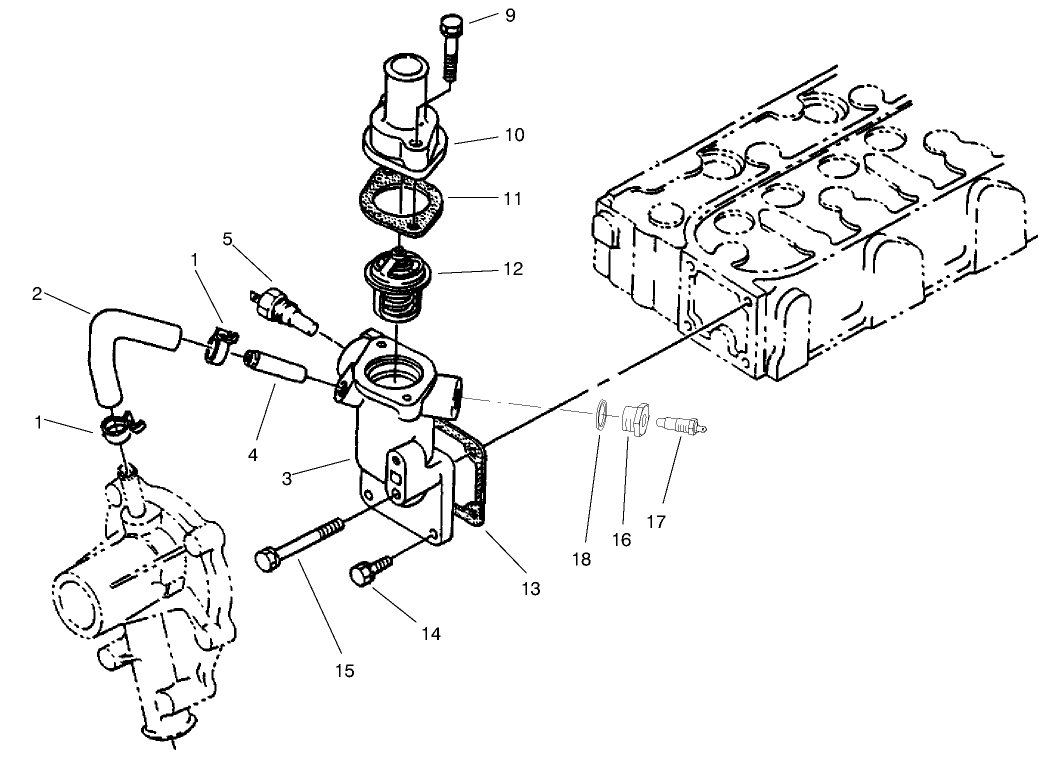 Water Flange and Thermostat Assembly