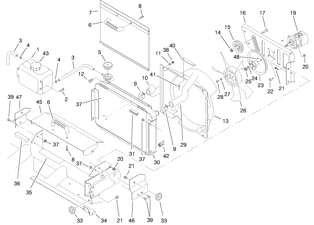 Radiator And Hydraulic Pump Assembly