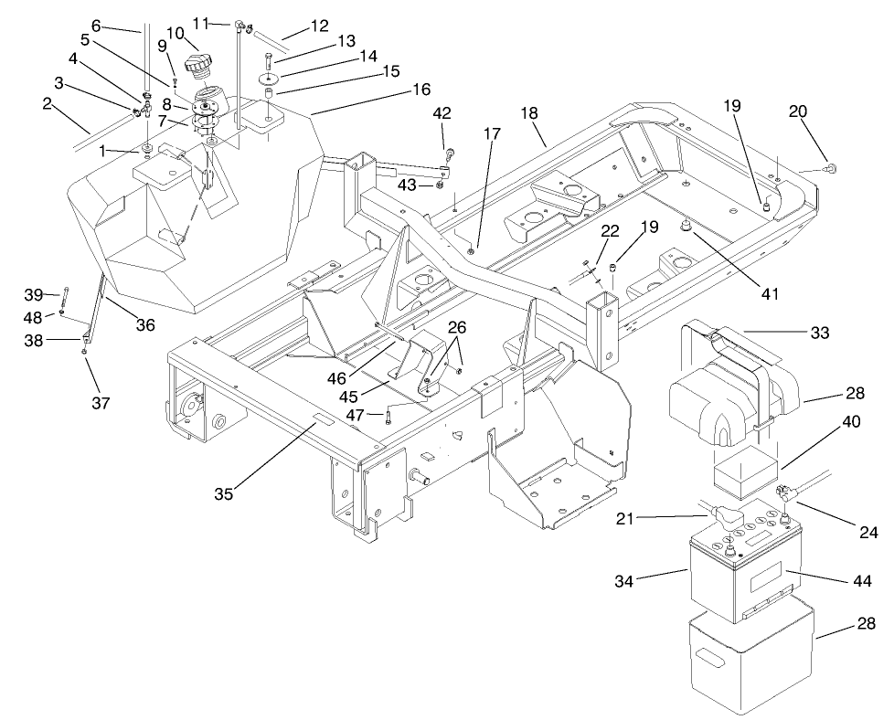 Frame, Fuel Tank & Battery Assembly