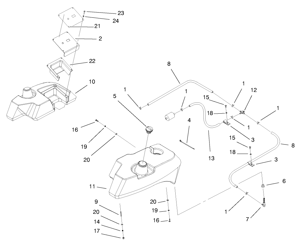 Tank And Fuel Lines Assembly