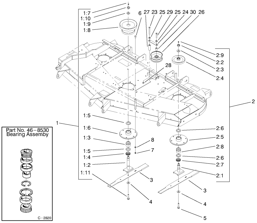 Deflector, Spindle And Pulley Assembly