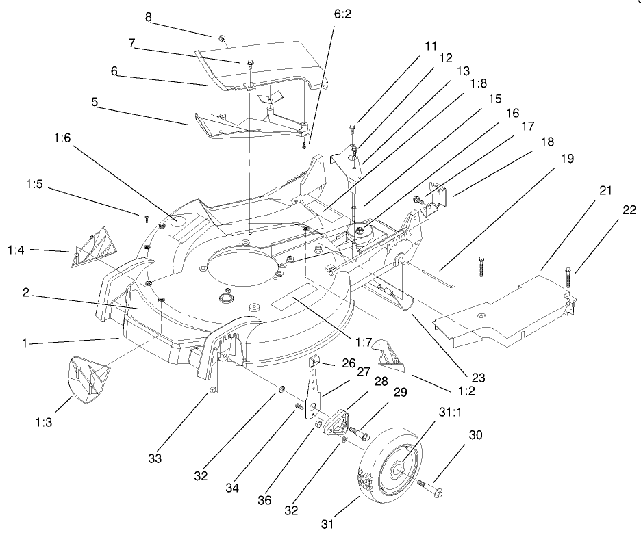 Housing, Handle Bracket & Wheel Assembly