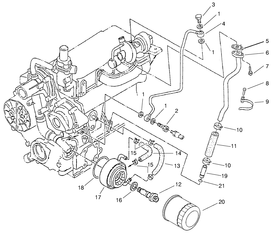 Filter, Oil Cooler & Pipe Assembly