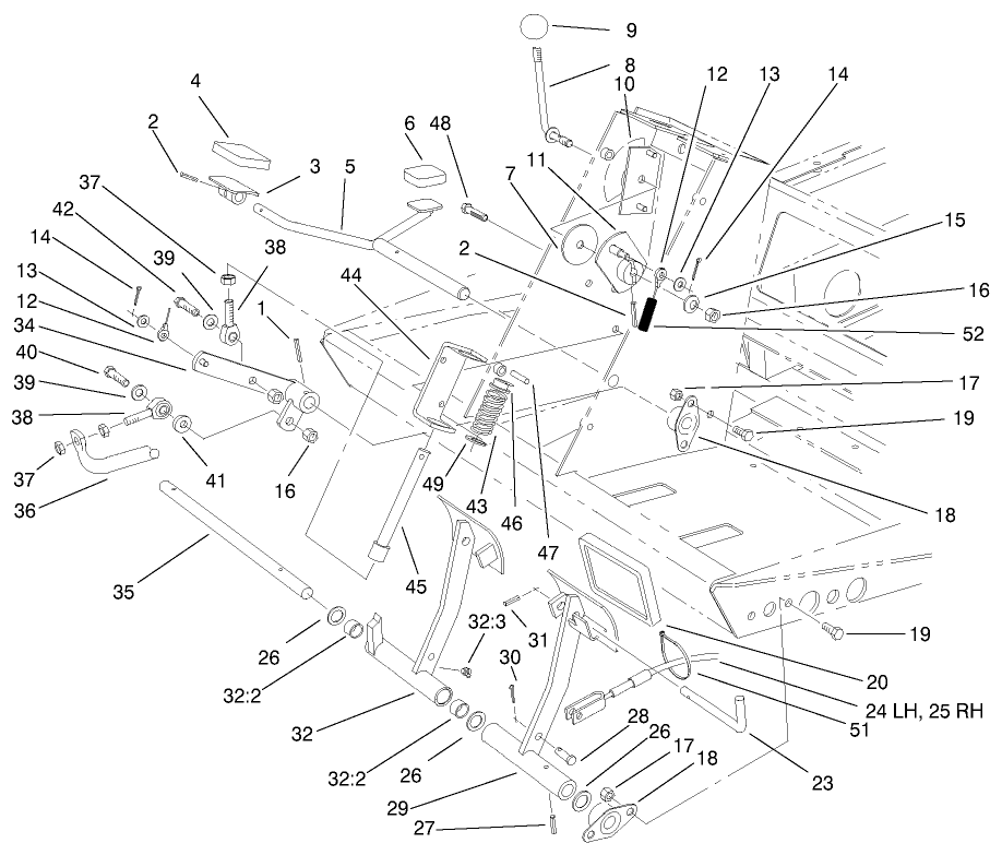 Traction And Brake Pedal Assembly
