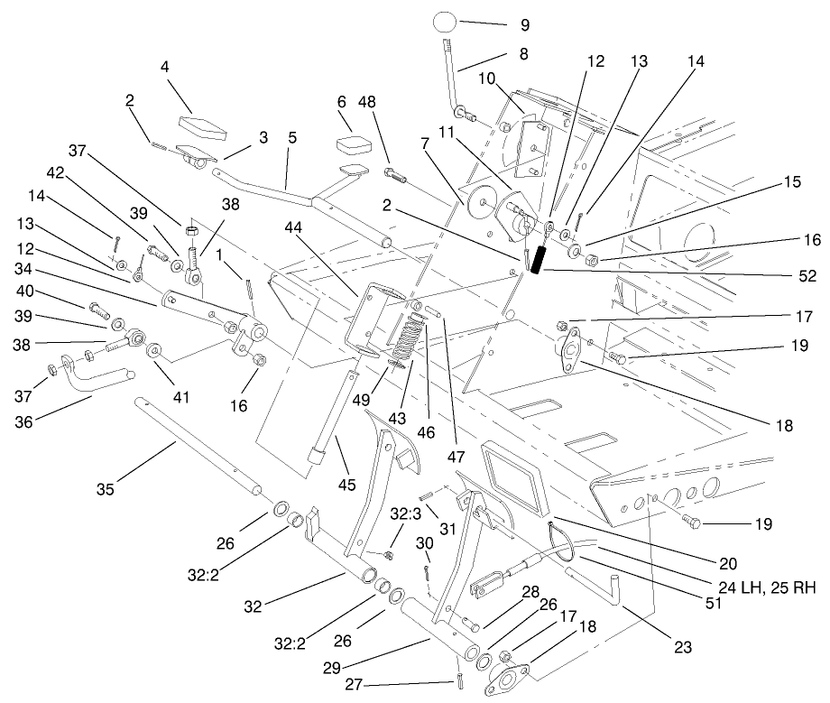 Traction And Brake Pedal Assembly