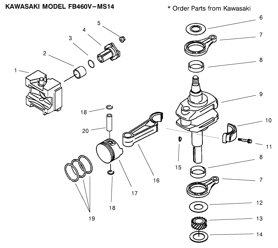 Piston/crankshaft