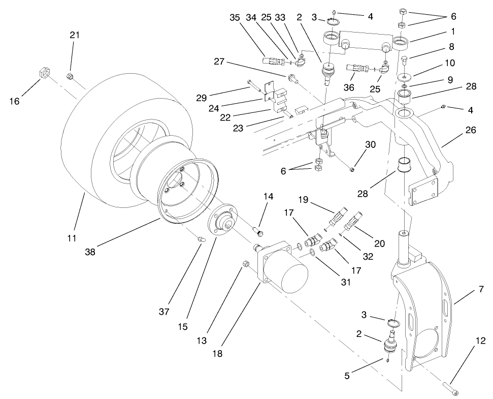 Rear Fork And Tire Assembly