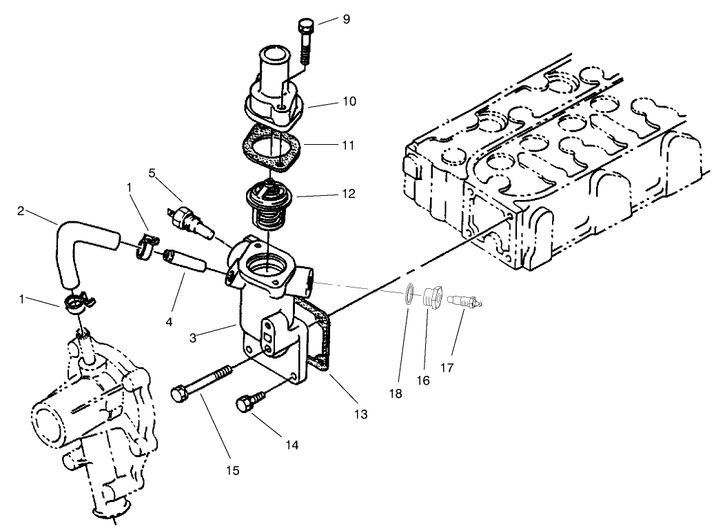 Water Flange and Thermostat Assembly