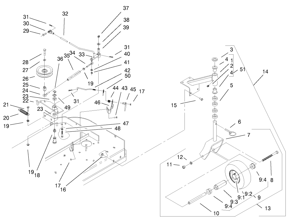 Front Castors, & Blade Assemlby