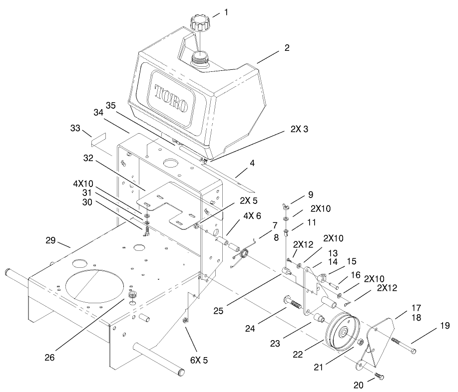 Fuel Tank & Idler Pulley Assembly