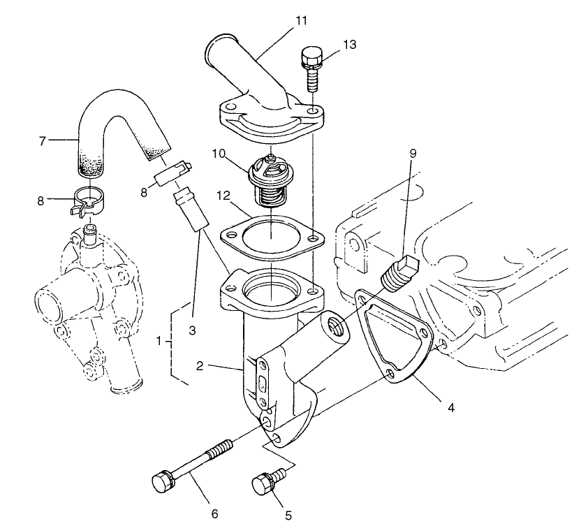 Water Flange And Thermostat Assembly