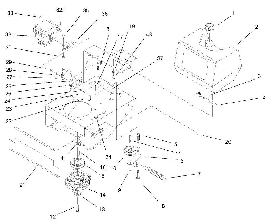 Fuel Tank, Hydro Pumps, & Pto Assembly