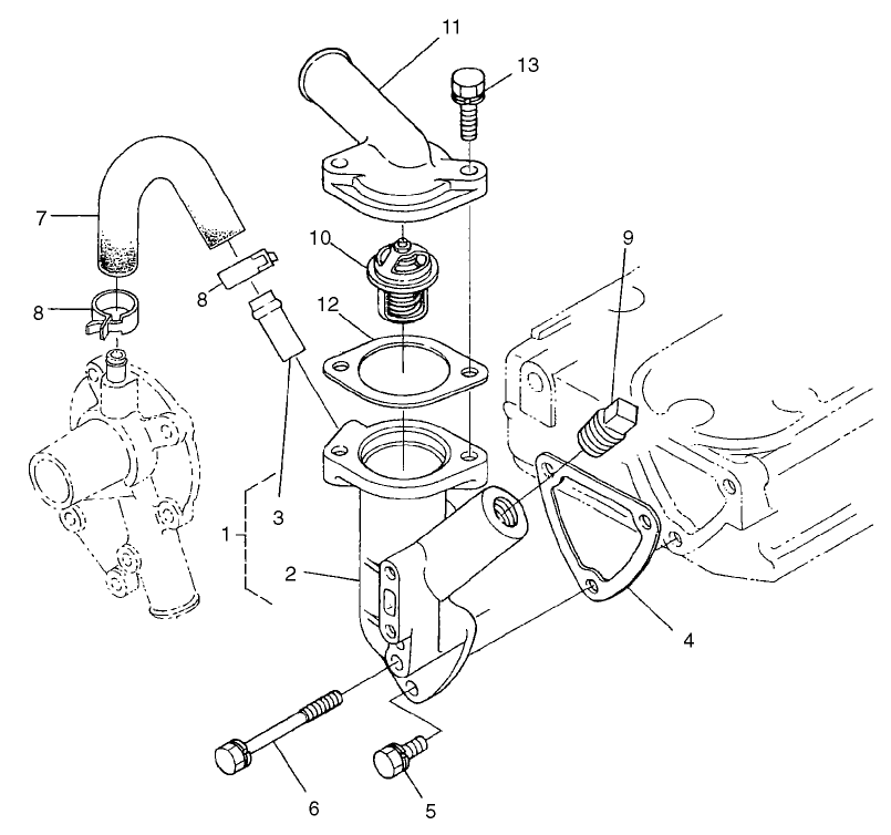 Water Flange And Thermostat Assembly