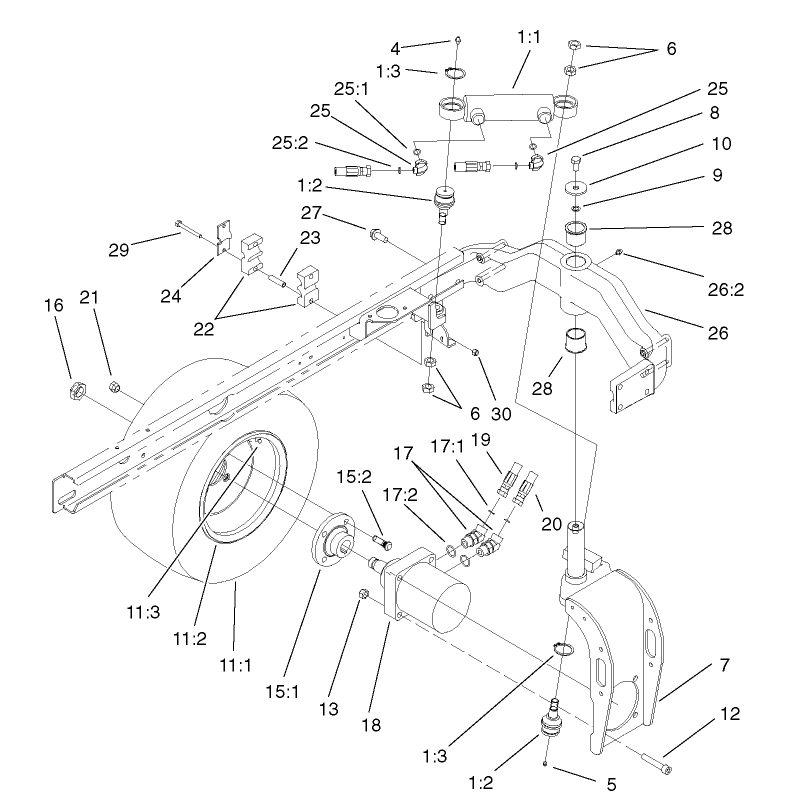 Rear Fork And Tire Assembly