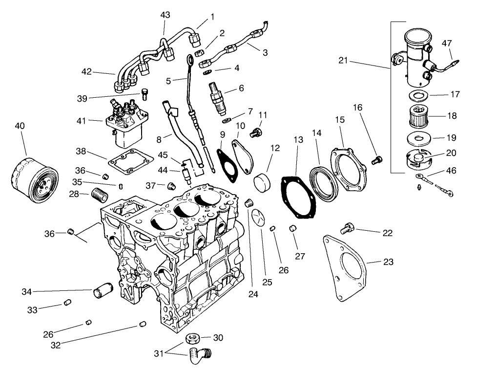 Fuel Supply & Engine Block Assembly