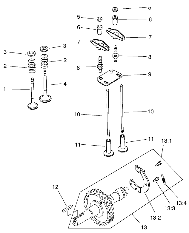 Engine Camshaft And Valves Assembly