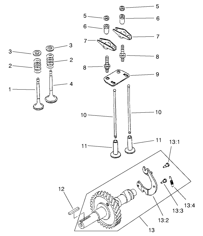 Engine Camshaft And Valves Assembly