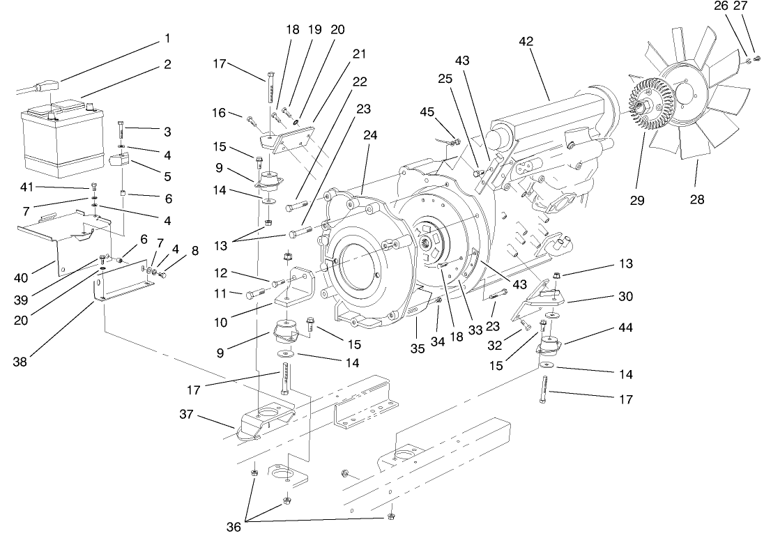 Engine & Battery Installation Assembly