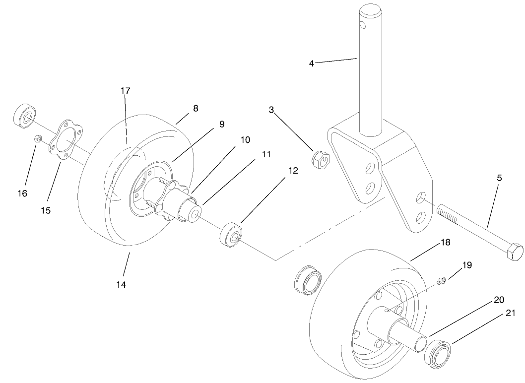 Front Castor Fork Assembly