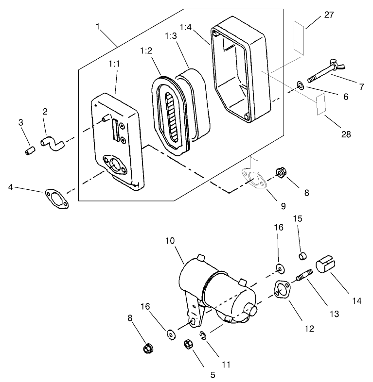 Air Filter And Muffler Assembly