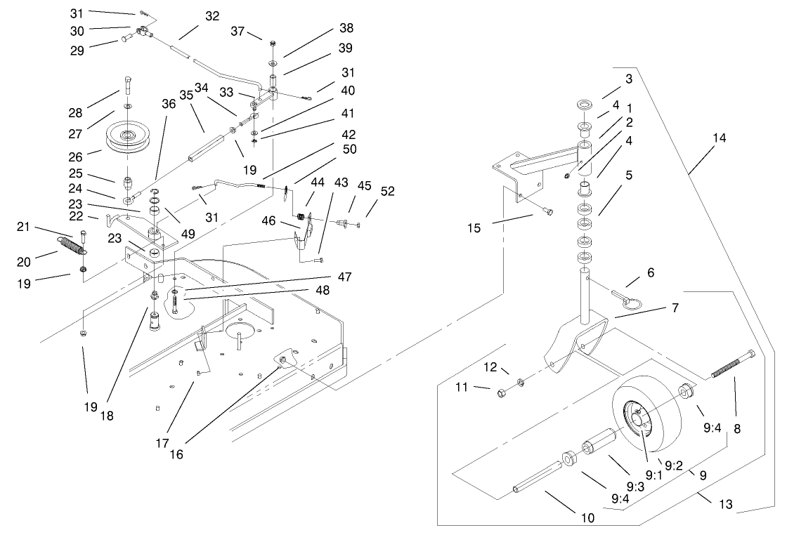 Front Caster & Blade Brake Assembly