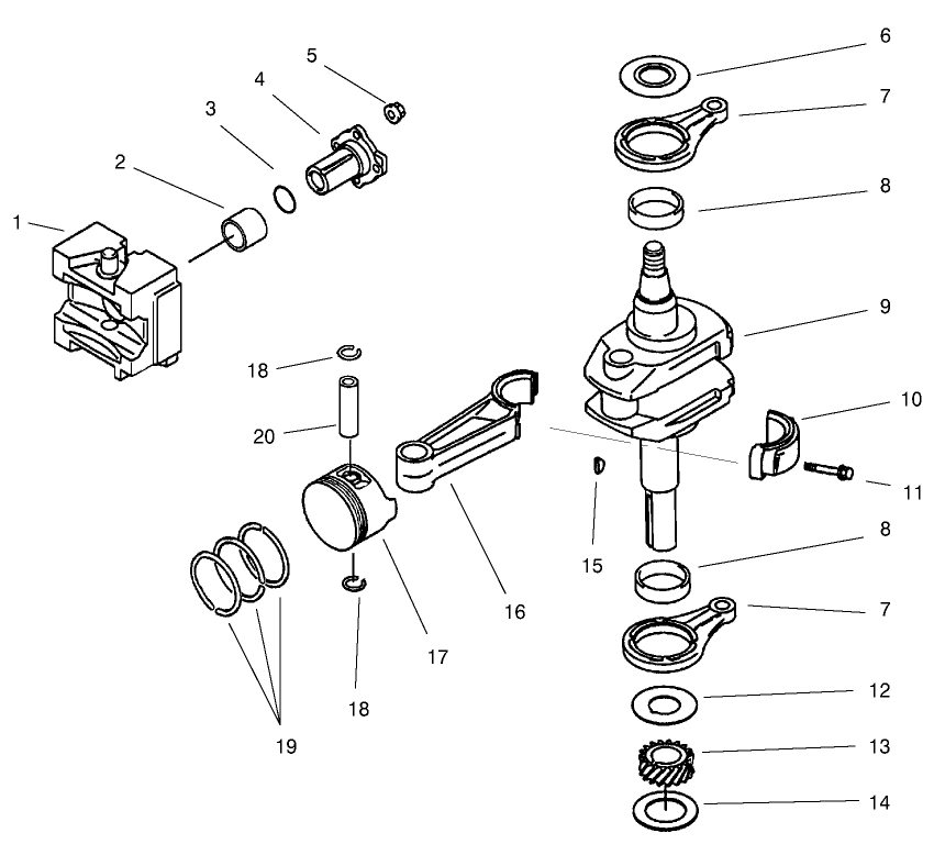Piston/crankshaft Crankcase (kawasaki Fb460v-Ms14)