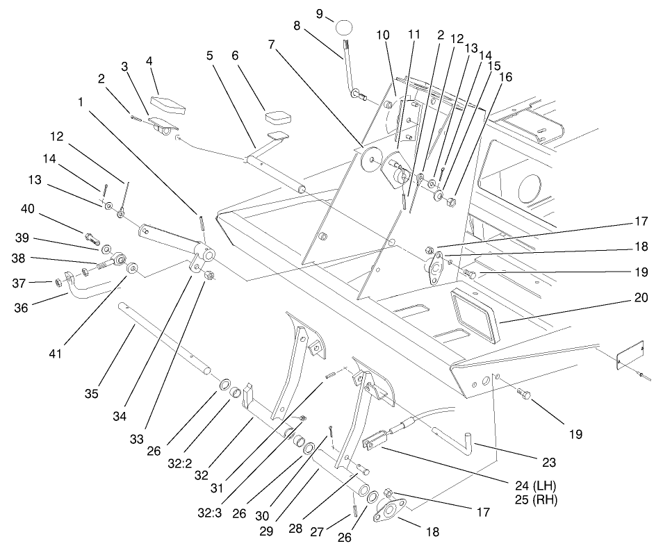 Traction And Brake Pedal Assembly