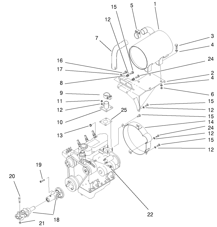 Muffler And Pump Drive Assembly