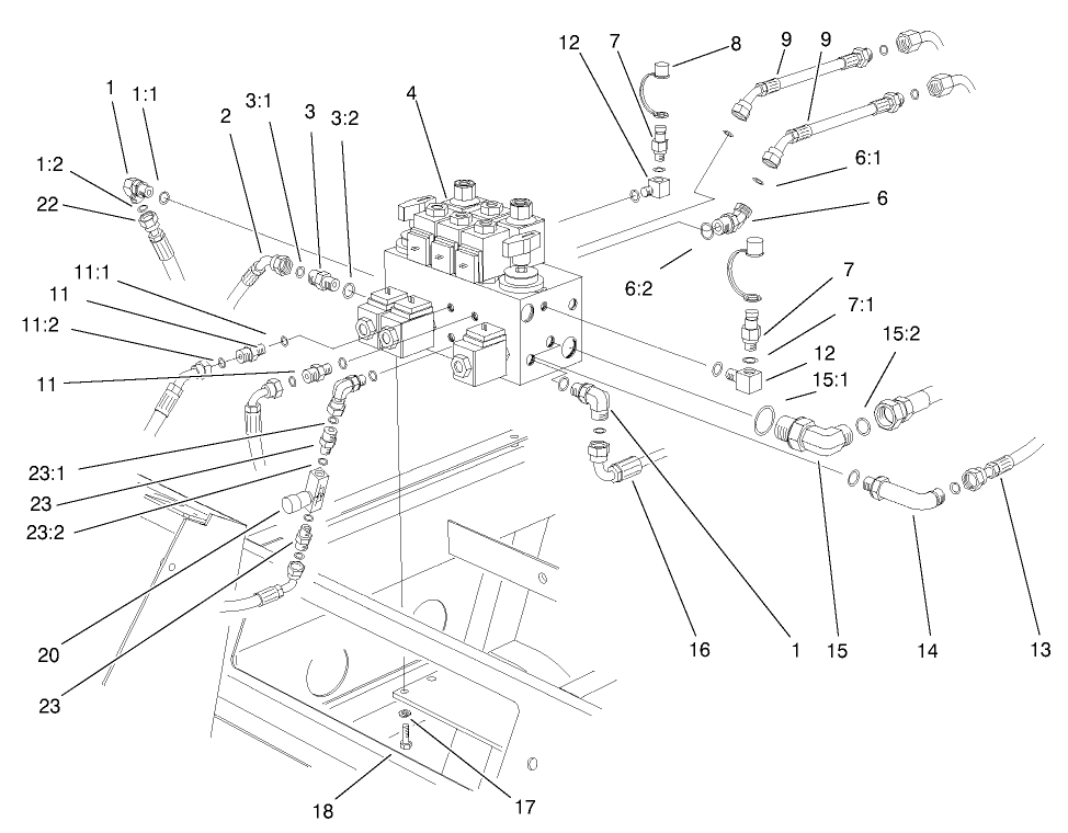 Hydraulic Control Block And Hoses Assembly