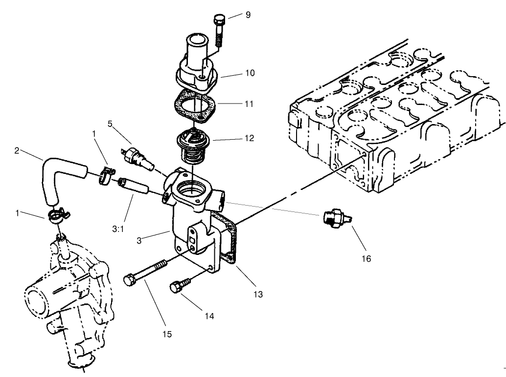 Water Flange And Thermostat Assembly